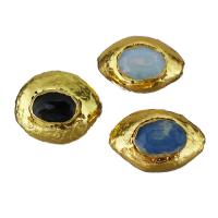 Brass Jewelry Beads, with Glass Stone, gold color plated, random style, 24-27x17-21x14-16mm Approx 1.5mm 