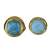 Brass Jewelry Beads, with Synthetic Turquoise, gold color plated, 18-22x18-20x15-18mm Approx 1mm 