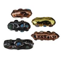 Brass Jewelry Beads, with Gemstone, plated, random style, 42-52x18-22x18-22mm Approx 1.5mm 