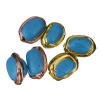 Brass Jewelry Beads, with Synthetic Turquoise, plated 20-22x14-17x11-13mm Approx 1.5mm 