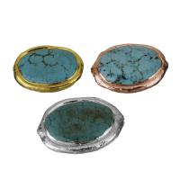 perla de cobre, metal, con Turquesa sintético, chapado, más colores para la opción, 27-31x20-23x6-8mm, agujero:aproximado 1mm, Vendido por UD