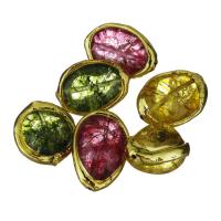 Weinlese Messing Perlen, mit Natürlicher Quarz, keine, 21-26x17-19x11-13mm, Bohrung:ca. 1.5mm, verkauft von PC