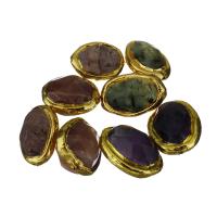 Brass Jewelry Beads, with Gemstone, gold color plated 21-23x15-17x13-15mm Approx 1mm 