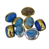 Brass Jewelry Beads, with Synthetic Turquoise, plated, random style, 17-20x13-14x14-16mm Approx 1.5mm 