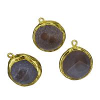 Brass Jewelry Pendants, with Ice Quartz Agate, gold color plated, 21-23x24-26x17-18.5mm Approx 2mm 