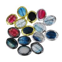 Brass Jewelry Beads, with Agate, plated, random style, 17-19x23-24x7-8mm Approx 1.5mm 