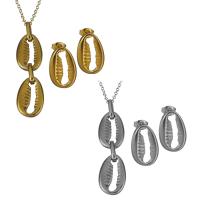 Fashion Stainless Steel Jewelry Sets, Stud Earring & necklace, with 2Inch extender chain, plated, oval chain & for woman 12c18mm,45.5mm,1.5mm Approx 18 Inch 