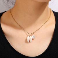 Shell Necklace, Zinc Alloy, plated, Unisex & adjustable & rolo chain, golden, 19mm mm 