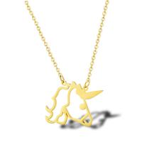 Stainless Steel Jewelry Necklace, Unicorn, plated, oval chain & for woman & hollow Approx 17 Inch 