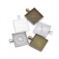 Zinc Alloy Pendant Cabochon Setting, Square, plated Approx 4.1mm, Inner Approx 25mm 