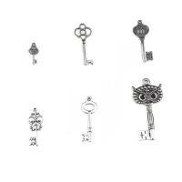 Zinklegierung Schlüssel Anhänger, antik silberfarben plattiert, verschiedene Stile für Wahl, Bohrung:ca. 1mm, 500PCs/Tasche, verkauft von Tasche