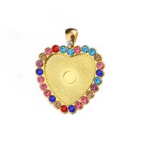 Zinc Alloy Pendant Cabochon Setting, Heart, plated, with rhinestone Approx 2mm, Inner Approx 