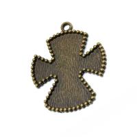 Zinc Alloy Pendant Cabochon Setting, Cross, antique brass color plated Approx 1mm, Inner Approx 