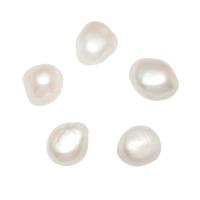 No Hole Cultured Freshwater Pearl Beads, natural, double-sided, white, 10-11mm 
