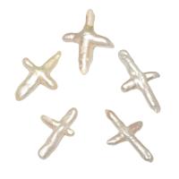 No Hole Cultured Freshwater Pearl Beads, Cross, natural, white - 