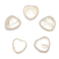 Naturel d'eau douce perles, perle d'eau douce cultivée, coeur, blanc, 13-15mm Environ 0.8mm, Vendu par PC