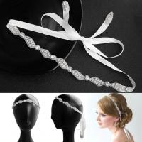 Bridal Hair Band, Rhinestone, with Seedbead & Cloth, fashion jewelry & for woman, 30.5cmx1.5cm 