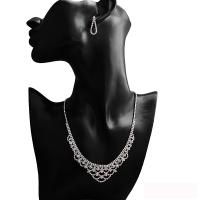 Pendientes para Novia, diamantes de imitación, pendiente & collar, con cadena de la garra de latón, para mujer & con diamantes de imitación, 40+11x2.5cm, Vendido por Set