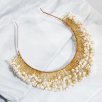 Hair Bands, ABS Plastic Pearl, with brass wire, gold color plated, fashion jewelry & handmade & for woman, 13cm,5+14cm 