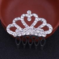Bridal Decorative Hair Comb, Zinc Alloy, with Crystal & Iron, Crown, plated, fashion jewelry & wedding gift & for woman, silver color 