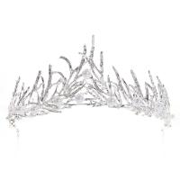 Bridal Tiaras, Zinc Alloy, with Crystal & Plastic Pearl, plated, fashion jewelry & wedding gift & for woman, silver color 