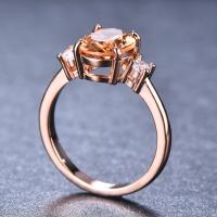 Circón cúbico anillo de dedo de latón, metal, chapado en color rosa dorada, diverso tamaño para la opción & para mujer & con circonia cúbica, 9x11mm, Vendido por UD