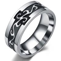 Titanium Steel Finger Ring, with enamel, fashion jewelry & for man, black, 8mm 