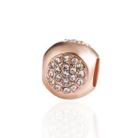 Rhinestone Zinc Alloy Beads, plated, DIY & with rhinestone, rose gold color, 9*8mm 