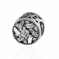 Rhinestone Zinc Alloy Beads, plated, DIY & with rhinestone, silver color, 10*9mm Approx 5mm 