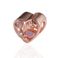 Zinc Alloy Heart Beads, plated, DIY & with rhinestone 10*11mm Approx 5mm 