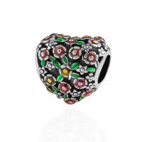 Zinc Alloy Heart Beads, plated, DIY & enamel, multi-colored, 12*11mm Approx 5mm 