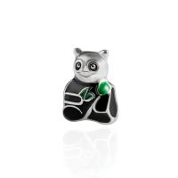 Zinc Alloy Animal Beads, Panda, plated, DIY & enamel, white and black, 6*10mm Approx 5mm 