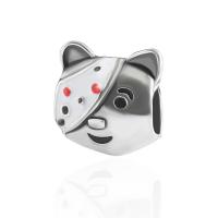 Zinc Alloy Animal Beads, plated, DIY & enamel, silver color, 9*10mm Approx 5mm 