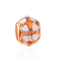 Rhinestone Zinc Alloy Beads, plated, DIY & enamel & with rhinestone, rose gold color, 7*9mm Approx 5mm 