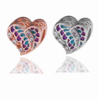 Zinc Alloy Heart Beads, plated, DIY & enamel & with rhinestone 12*12mm Approx 5mm 
