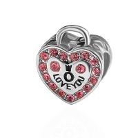 Zinc Alloy Heart Beads, plated, DIY & with rhinestone 10*8mm Approx 5mm 