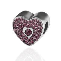 Zinc Alloy Heart Beads, plated, DIY & with rhinestone 8*10mm Approx 5mm 