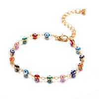 Zinc Alloy Anklet, with 77mm extender chain, plated, Unisex & evil eye pattern & enamel .6 Inch 