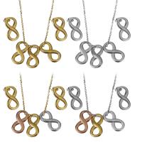 Fashion Stainless Steel Jewelry Sets, Stud Earring & necklace, with 2Inch extender chain, Infinity, plated, oval chain & for woman 1.5mm Approx 17.5 Inch 
