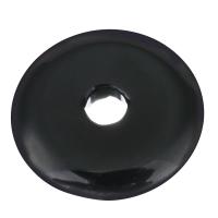Colgantes de obsidiana negra, Donut, Joyería & Bricolaje, Negro, 29.5x29.5x5.5mm, agujero:aproximado 6mm, Vendido por UD