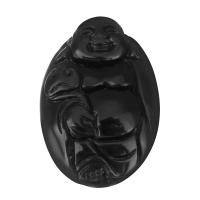 Schwarzer Obsidian Anhänger, Buddha, Modeschmuck & DIY, schwarz, 24x35.5x12.5mm, Bohrung:ca. 1mm, verkauft von PC