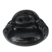 Schwarzer Obsidian Anhänger, Buddha, Modeschmuck & DIY, schwarz, 37.5x34x9mm, Bohrung:ca. 1mm, verkauft von PC