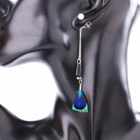 Zinc Alloy Drop Earring, with Peacock Feather, sterling silver post pin, Tassel, plated, with zinc alloy earnut & natural & for woman 
