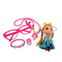 Plastic Children Jewelry Set, glasses & key chain & finger ring & bracelet & necklace, with Polyester & Acrylic, 5 pieces & Girl, Random Color  