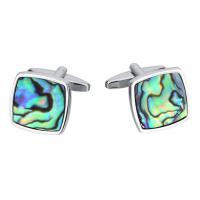 Brass Cufflinks, with Abalone Shell,  Square, plated, fashion jewelry & for man 