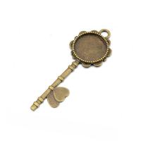 Zinc Alloy Pendant Cabochon Setting, Key, plated Approx 1mm, Inner Approx 20mm 