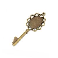 Zinc Alloy Pendant Cabochon Setting, Key, plated Approx 1mm, Inner Approx 