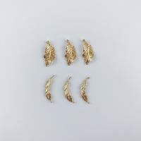 Brass Leaf Pendants, gold color plated 