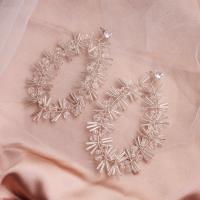 Crystal Drop Earring, with Seedbead & Brass, with plastic earnut & fashion jewelry & for woman 