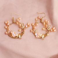 Zinc Alloy Drop Earring, with Freshwater Pearl, with plastic earnut & fashion jewelry & for woman 